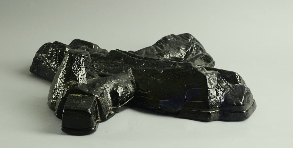 Segment from wall installation in dark blue glass by Edvin Ohrstrom - Freeforms