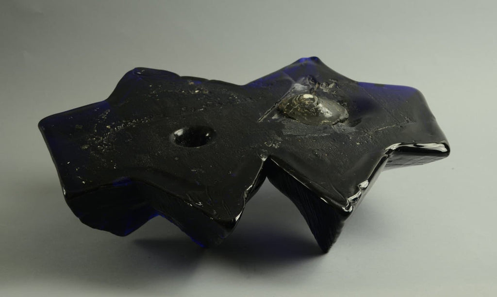 Segment from wall installation in dark blue glass by Edvin Ohrstrom - Freeforms