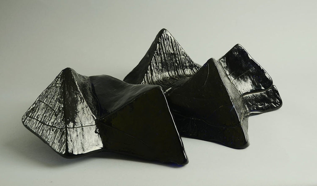 Segment from wall installation in dark blue glass by Edvin Ohrstrom - Freeforms