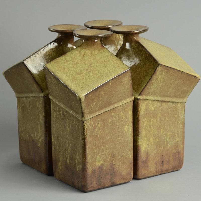 Set of four stoneware geometric bottle vases by Rolf Overberg B3403 - Freeforms