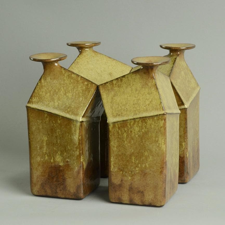 Set of four stoneware geometric bottle vases by Rolf Overberg B3403 - Freeforms