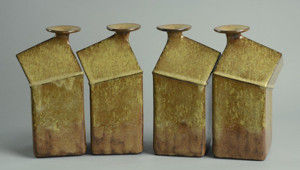 Set of four stoneware geometric bottle vases by Rolf Overberg B3403 - Freeforms