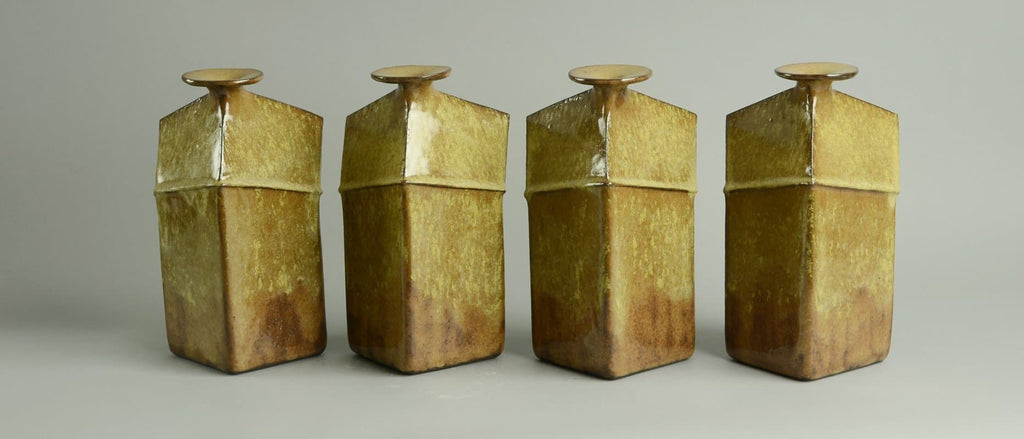 Set of four stoneware geometric bottle vases by Rolf Overberg B3403 - Freeforms