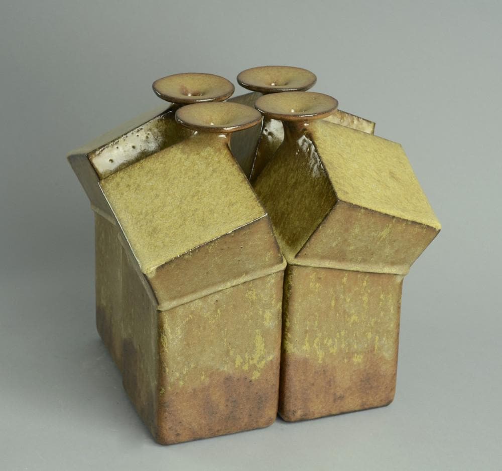 Set of four stoneware geometric bottle vases by Rolf Overberg B3403 - Freeforms