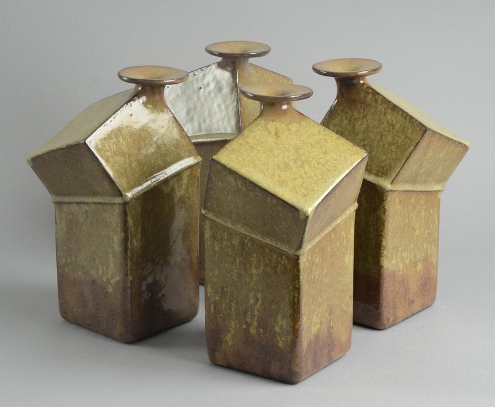 Set of four stoneware geometric bottle vases by Rolf Overberg B3403 - Freeforms
