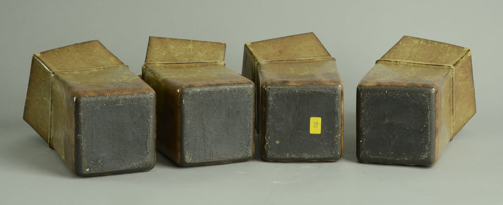 Set of four stoneware geometric bottle vases by Rolf Overberg B3403 - Freeforms