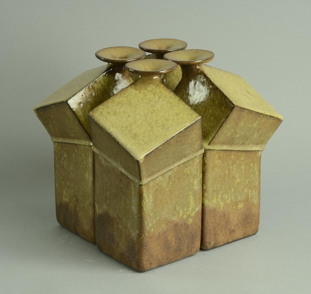 Set of four stoneware geometric bottle vases by Rolf Overberg B3403 - Freeforms