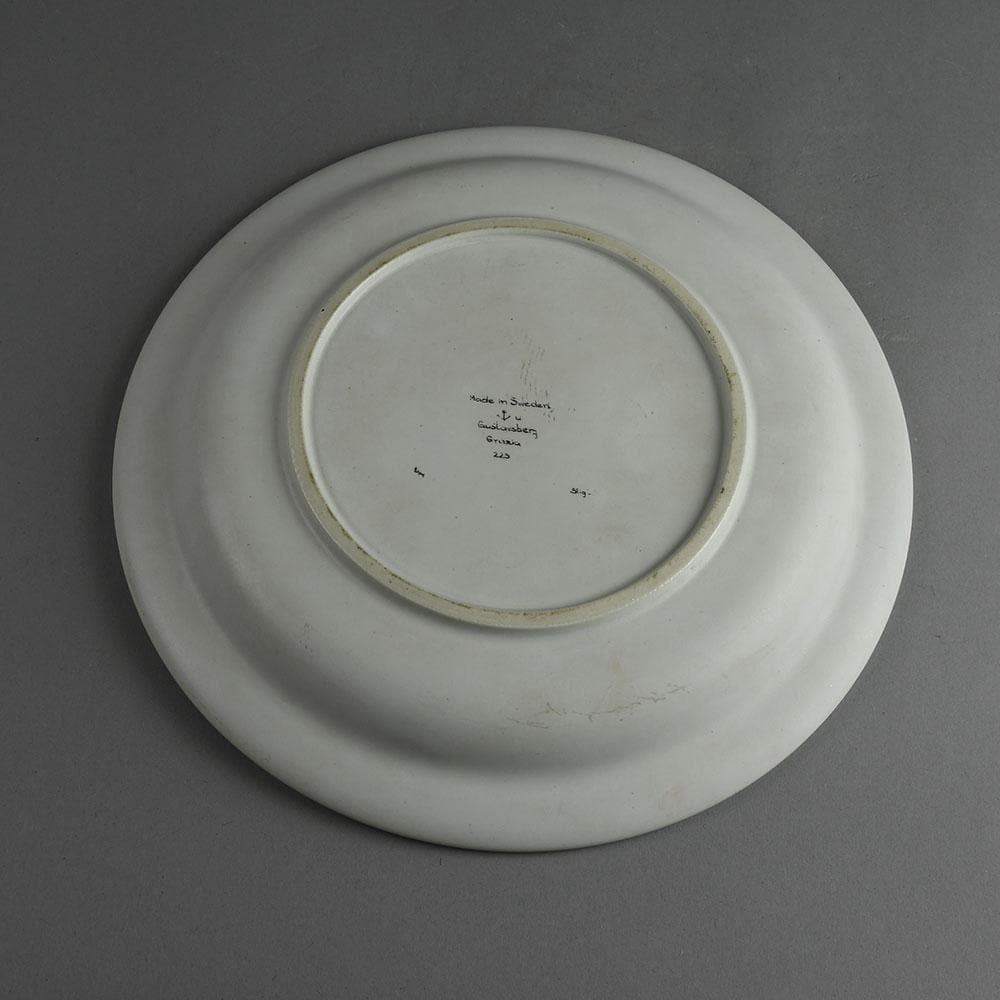 Stig Lindberg for Gustavsberg "Grazia" dish with matte white glaze and applied silver decoration E7190 - Freeforms