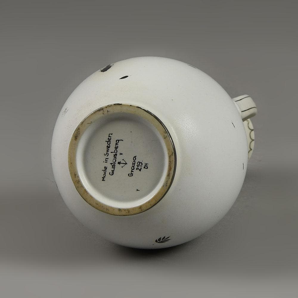 Stig Lindberg for Gustavsberg "Grazia" vase with matte white glaze and applied silver decoration E7375 - Freeforms