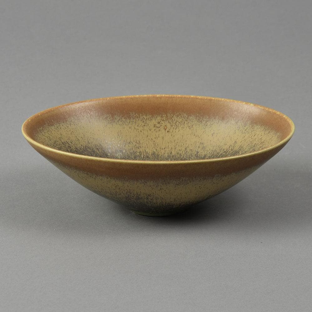 Stig Lindberg for Gustavsberg, shallow bowl with brown glaze E7376 - Freeforms