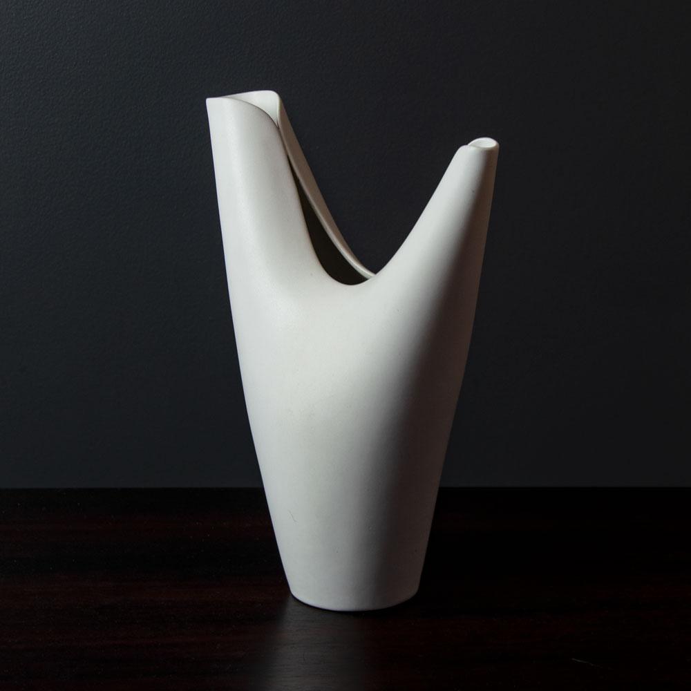 Stig Lindberg for Gustavsberg, Sweden, "Veckla" vase with matte white glaze G9399 - Freeforms