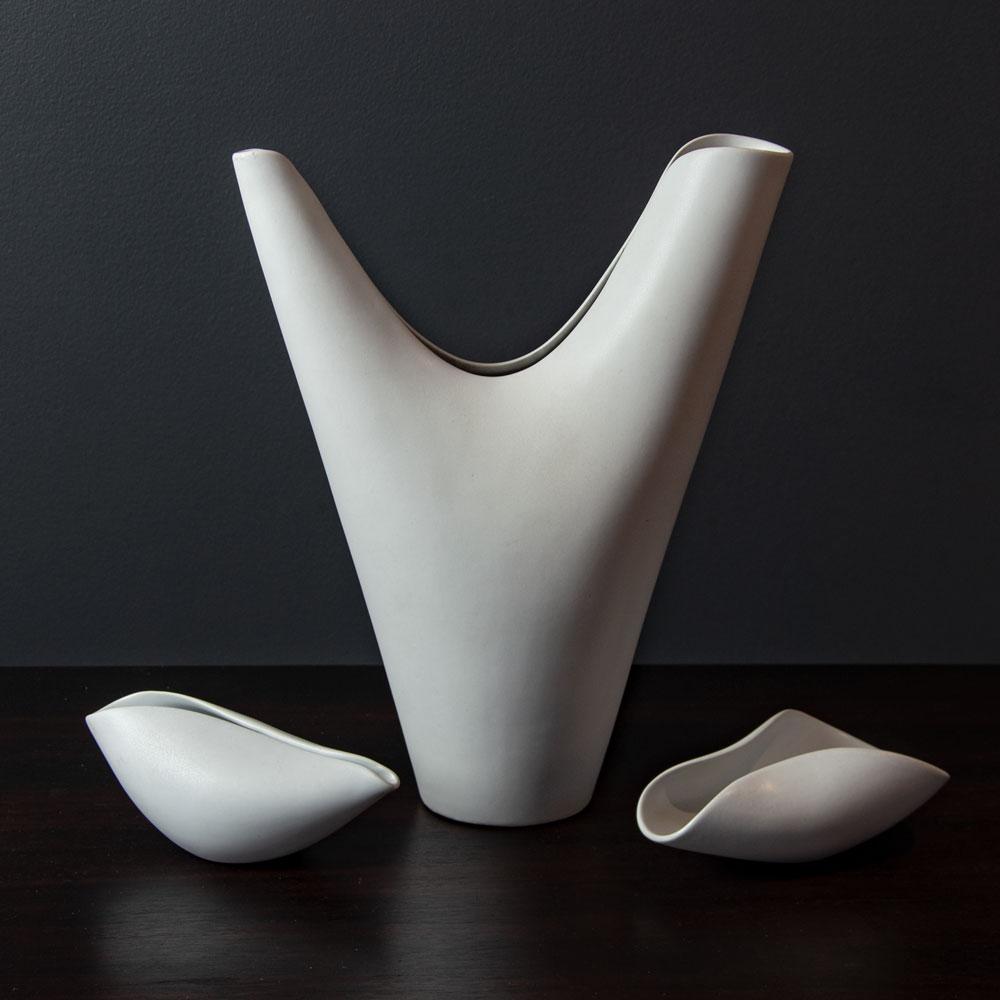 Stig Lindberg for Gustavsberg, Sweden, "Veckla" vase with matte white glaze G9399 - Freeforms