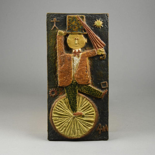 Stig Lindberg for Gustavsberg tile with man on a unicycle in