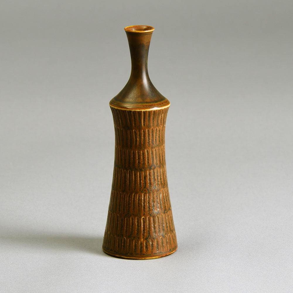 Stig Lindberg for Gustavsberg, Unique cabinet vase with brown matte glaze E7105 - Freeforms