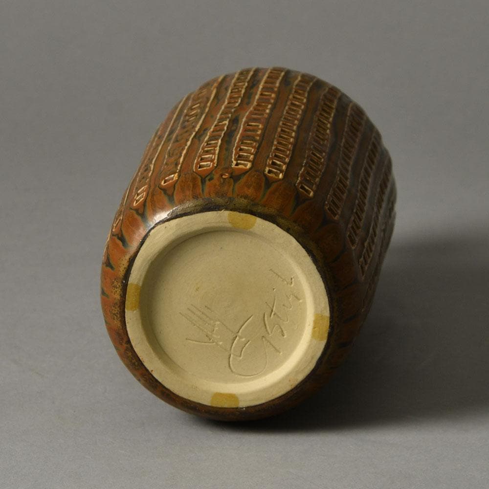 Stig Lindberg for Gustavsberg, unique stoneware bottle vase with brown glaze G9214 - Freeforms