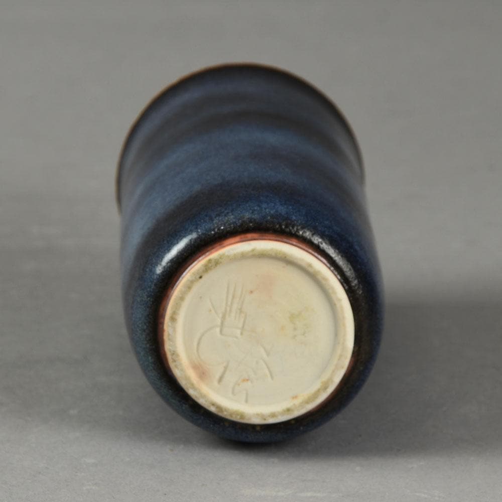 Stig Lindberg for Gustavsberg, unique stoneware cylindrical vase with blue glaze F8070 - Freeforms