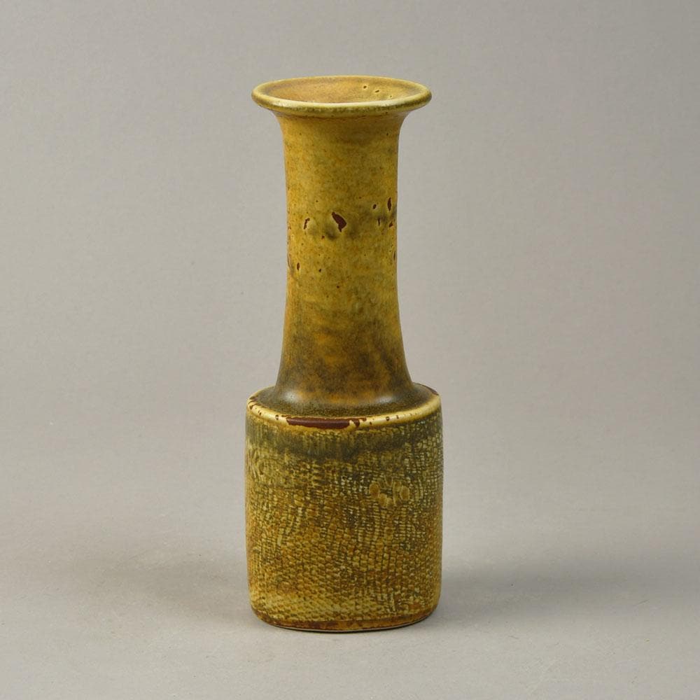 Stig Lindberg for Gustavsberg unique stoneware vase with impressed pattern and pale brown glaze C9013 - Freeforms