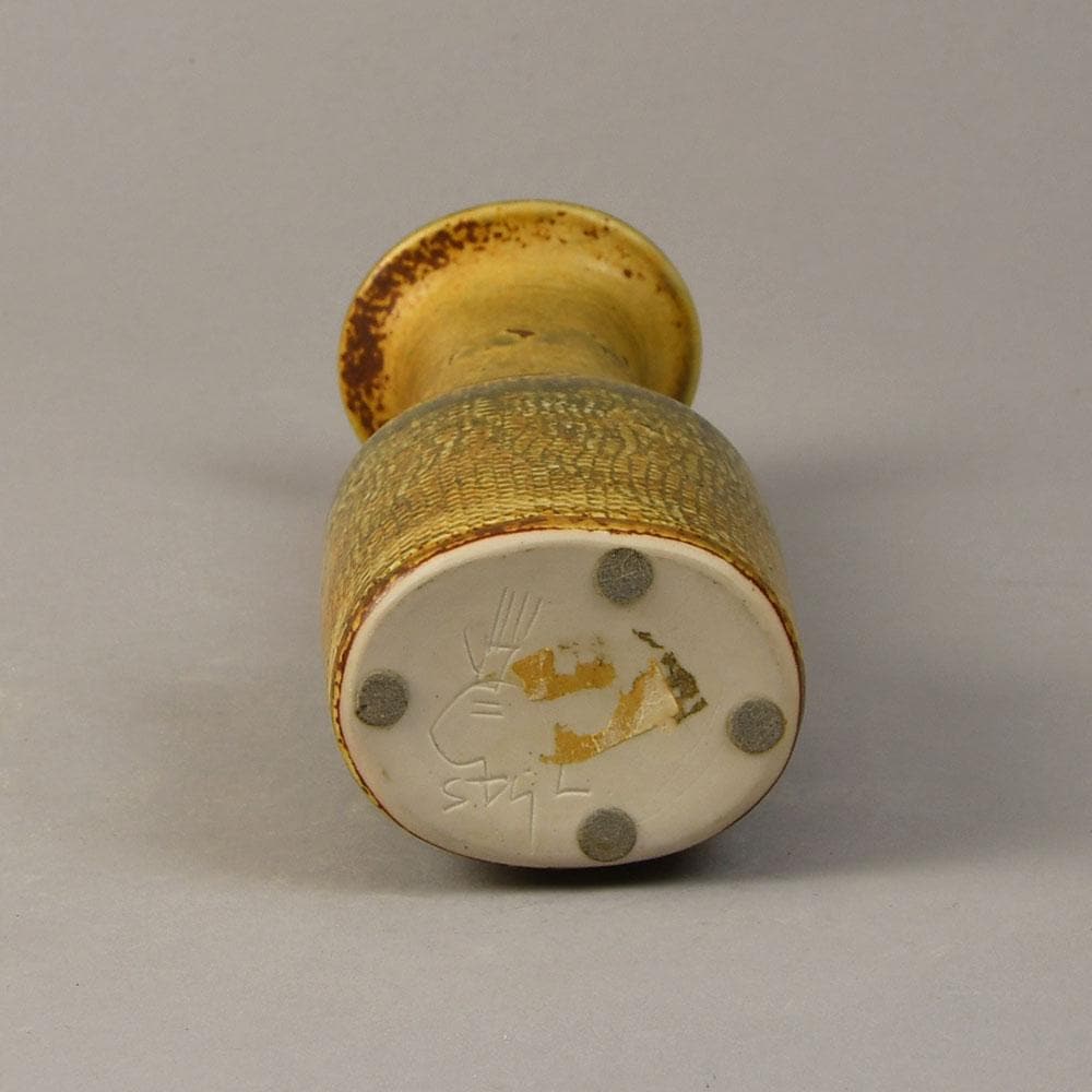 Stig Lindberg for Gustavsberg unique stoneware vase with impressed pattern and pale brown glaze C9013 - Freeforms