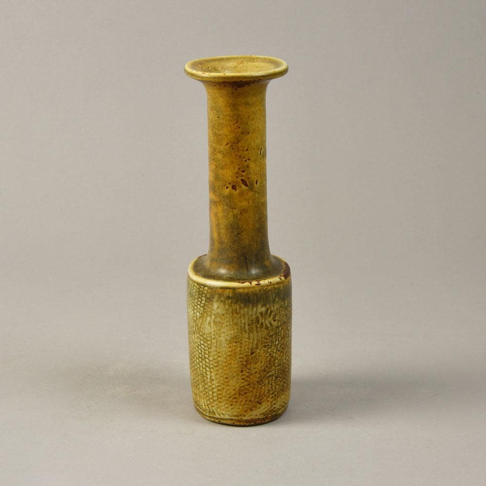 Stig Lindberg for Gustavsberg unique stoneware vase with impressed pattern and pale brown glaze C9013 - Freeforms