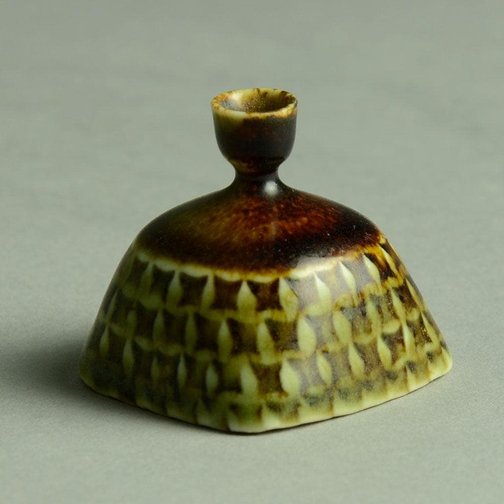Stig Lindberg miniature vase with brown glaze N2143 - Freeforms
