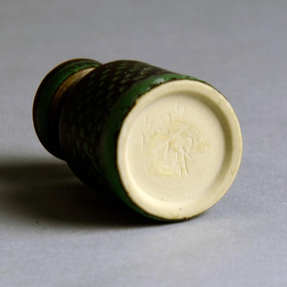 Stig Lindberg miniature vase with green and brown glaze D6219 - Freeforms