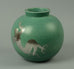 Stoneware "Argenta" vase with matte green glaze by Wilhelm Kage N9850 - Freeforms