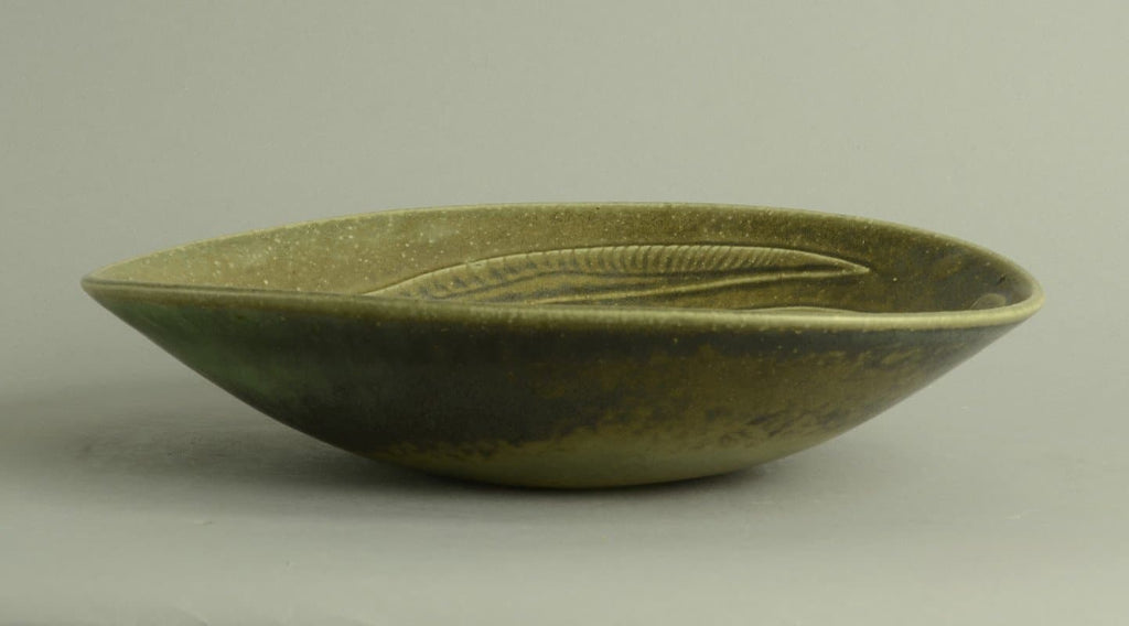 Stoneware bowl with relief decoration of antelope by Carl Harry Stalhane B3334 - Freeforms