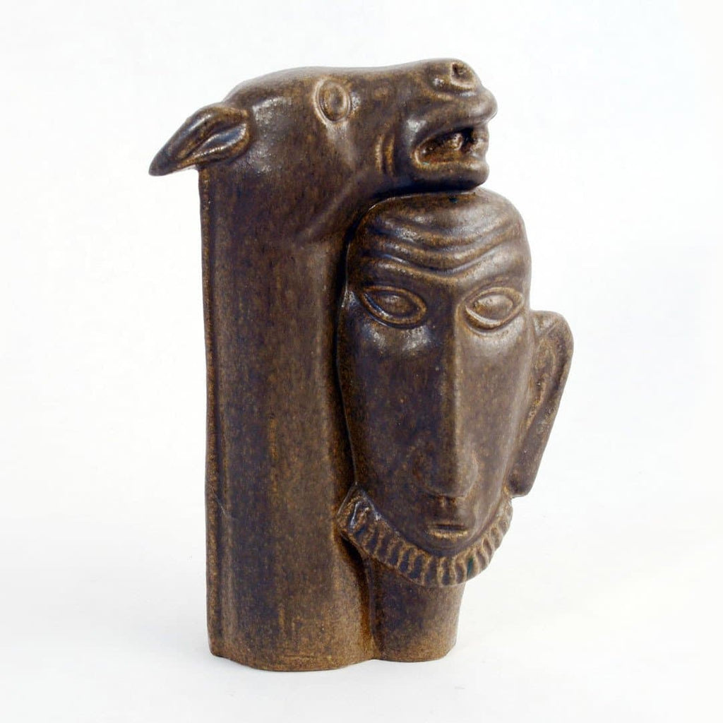 Stoneware figure with matte brown glaze by Åke Holm N7656 - Freeforms