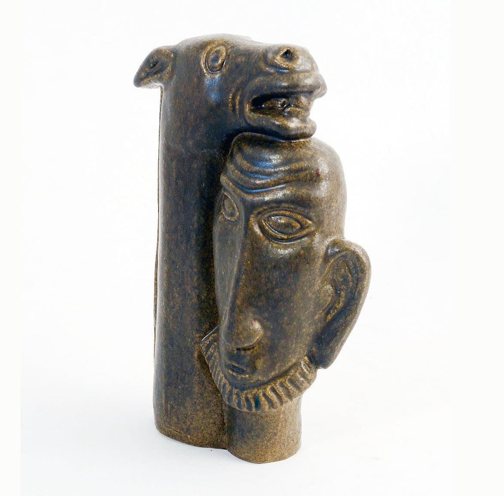 Stoneware figure with matte brown glaze by Åke Holm N7656 - Freeforms