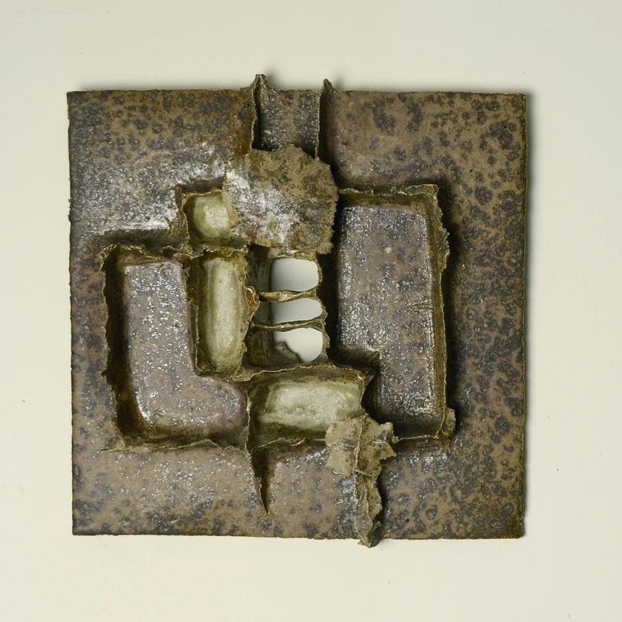 Stoneware tile with applied relief by Horst Seifert N9221 - Freeforms