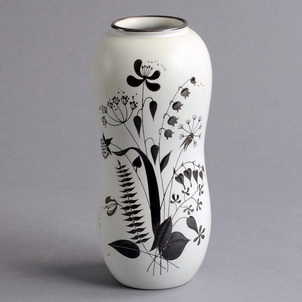 Stoneware vase with applied silver decoration by Stig Lindberg A1240 - Freeforms