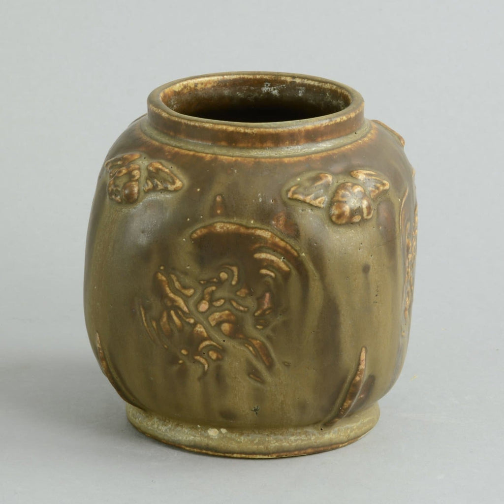 Stoneware vase with cherub and bird decoration by Bode Willumsen F1191 - Freeforms