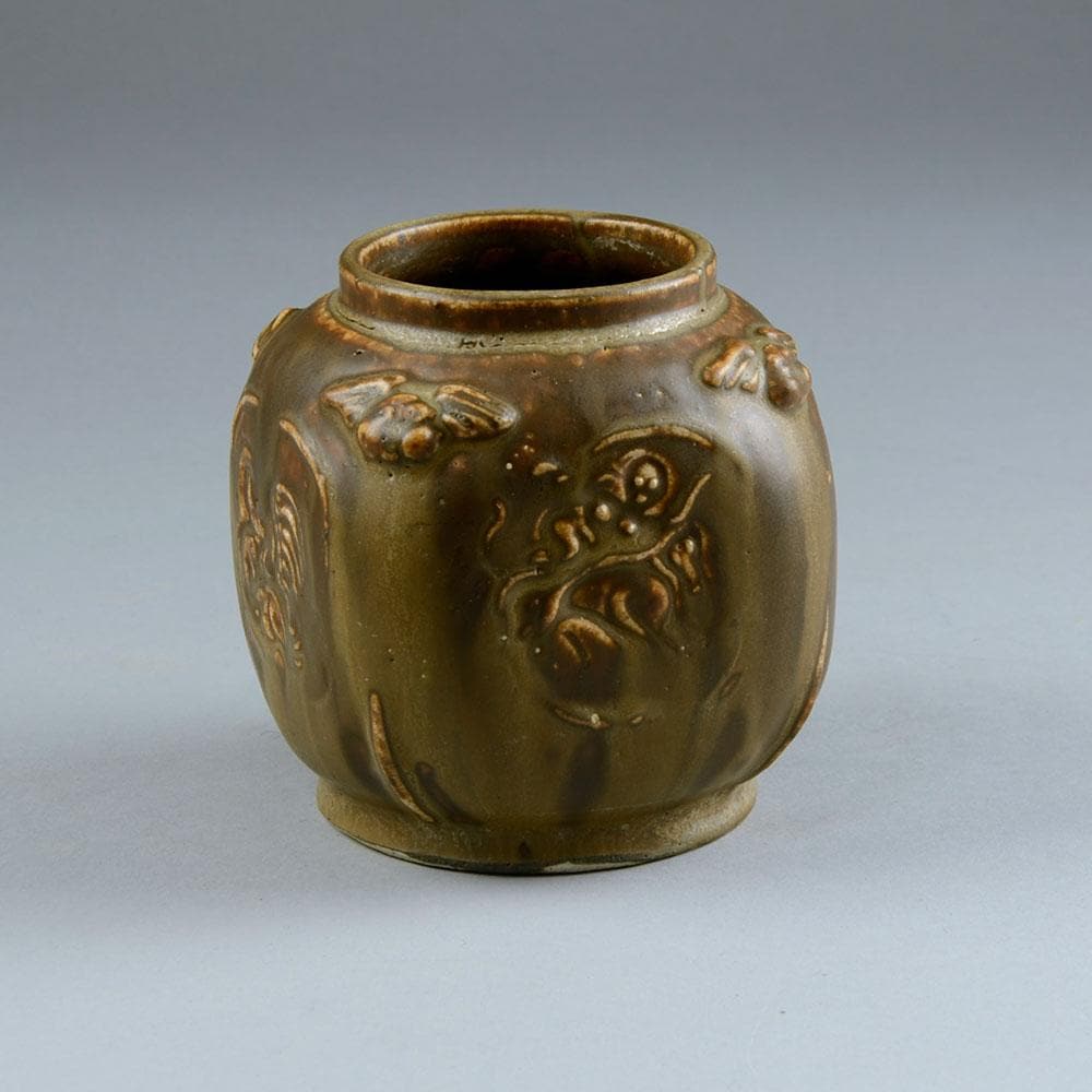 Stoneware vase with cherub and bird decoration by Bode Willumsen F1191 - Freeforms