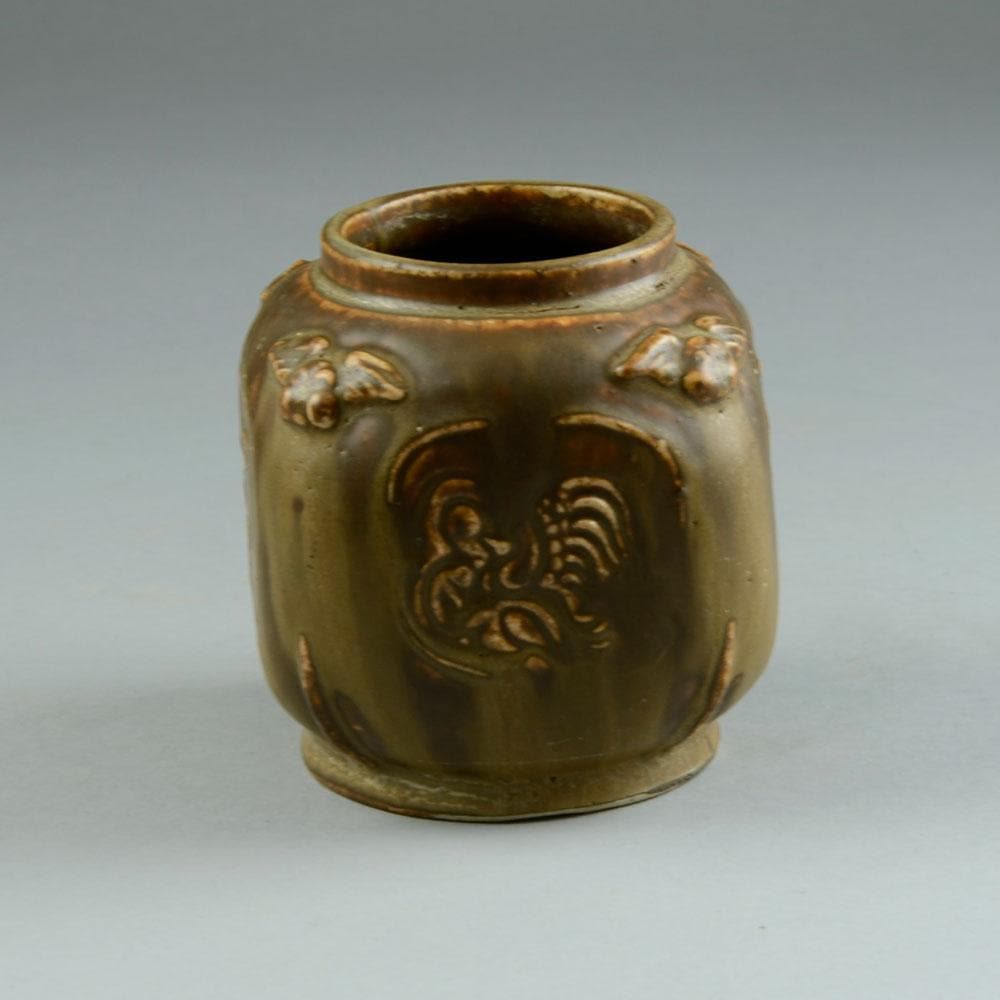 Stoneware vase with cherub and bird decoration by Bode Willumsen F1191 - Freeforms