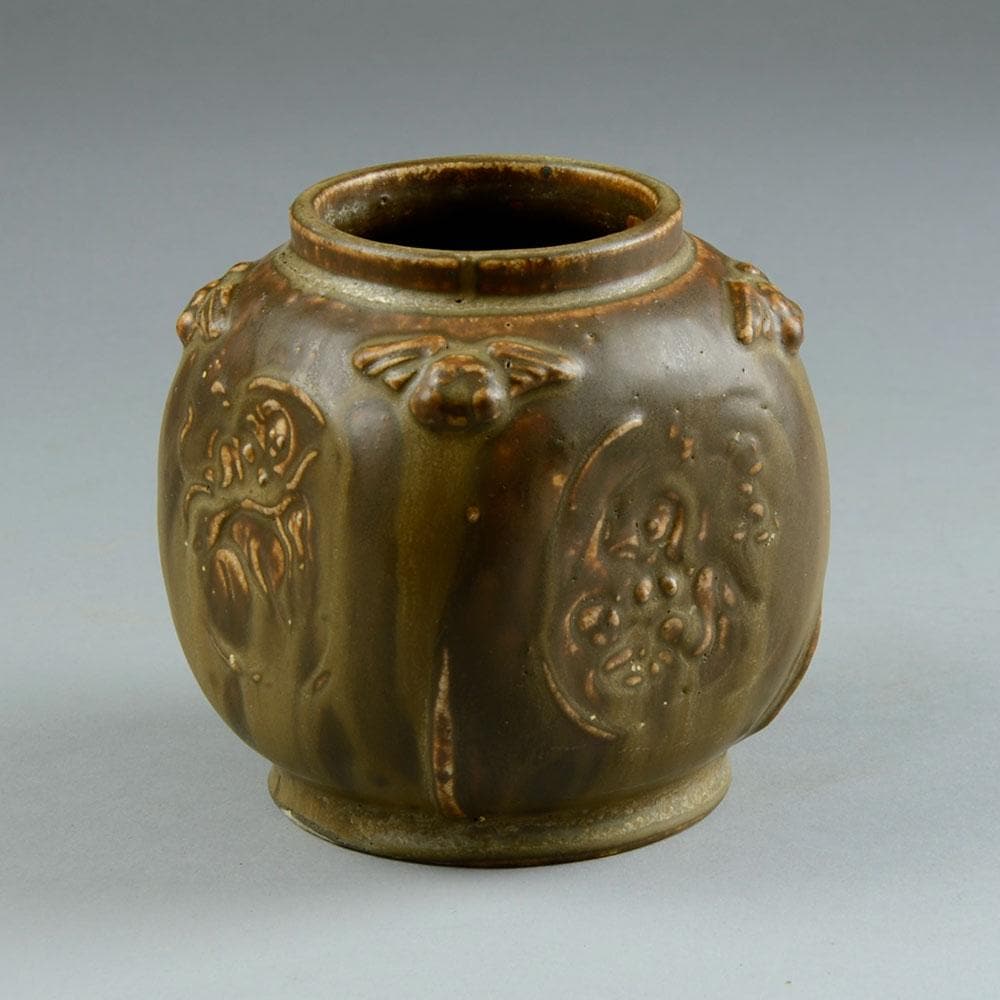 Stoneware vase with cherub and bird decoration by Bode Willumsen F1191 - Freeforms