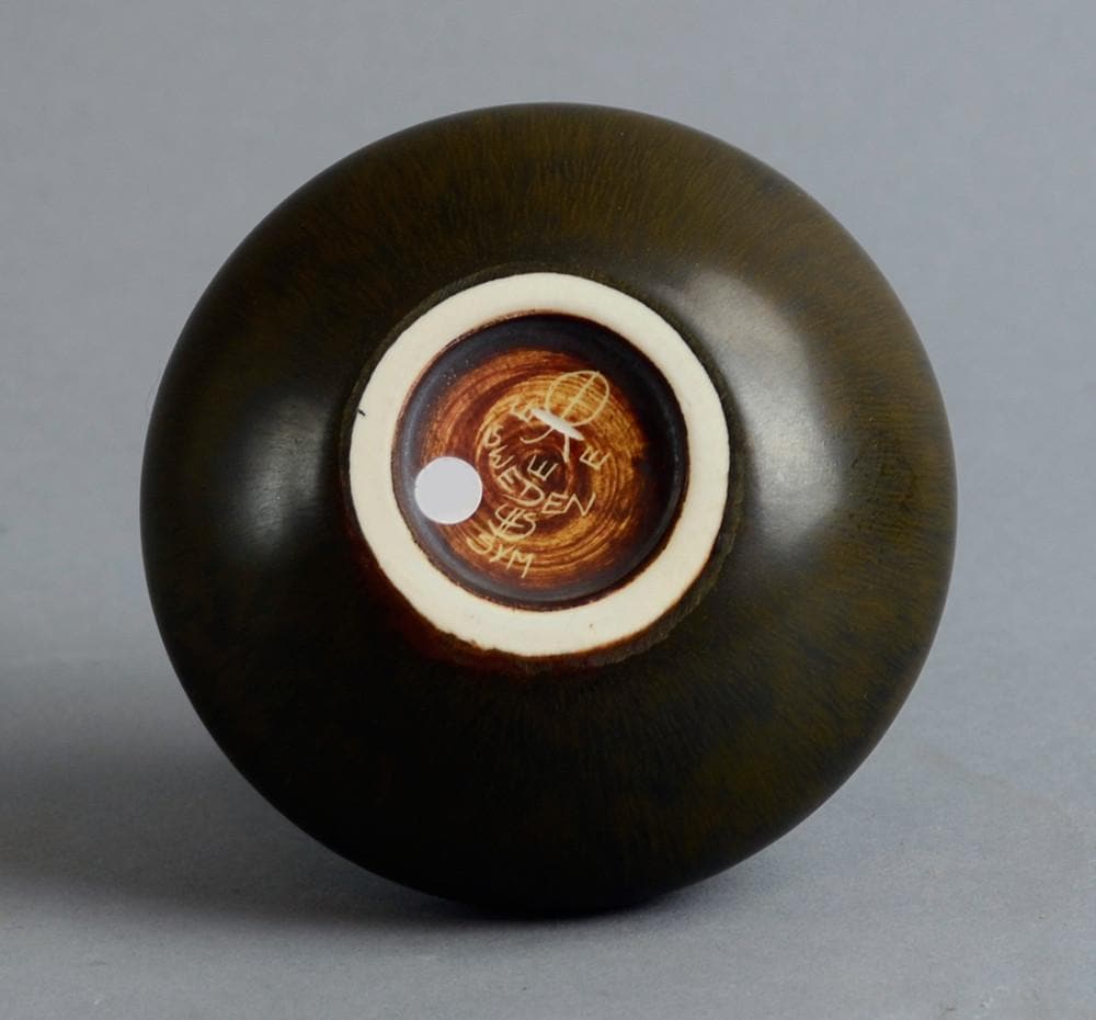 Stoneware vase with dark brown matte glaze by Carl Harry Stalhane A1591 - Freeforms