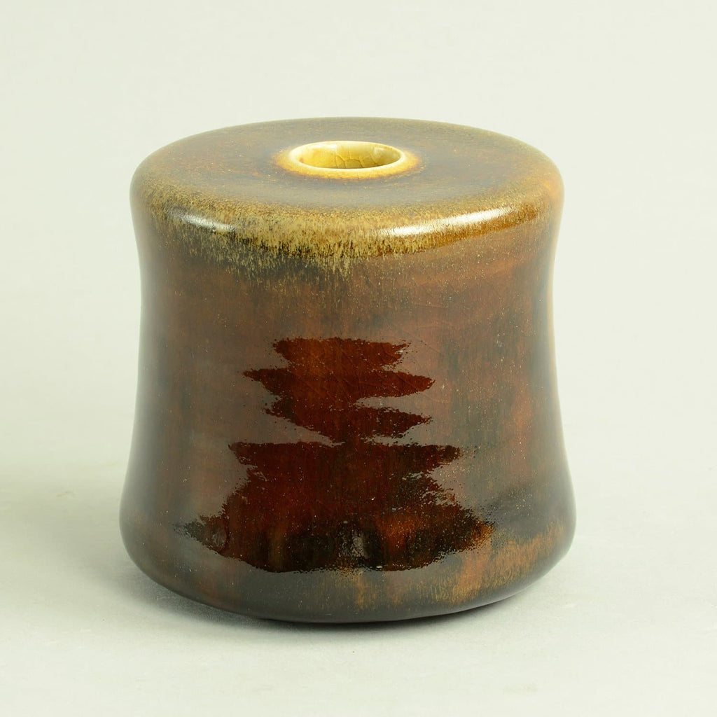 Stoneware vase with glossy brown glaze by Gerald and Gottlind Weigel C5161 - Freeforms