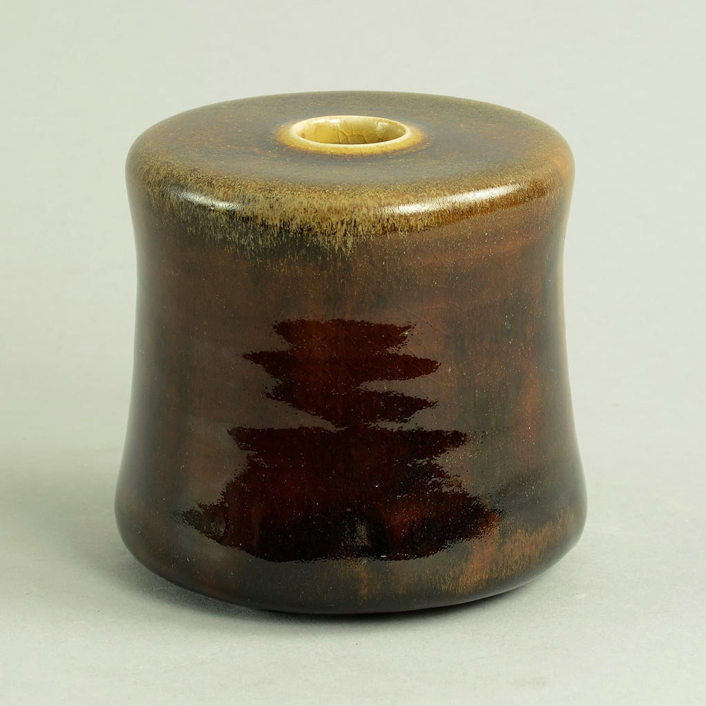 Stoneware vase with glossy brown glaze by Gerald and Gottlind Weigel C5161 - Freeforms