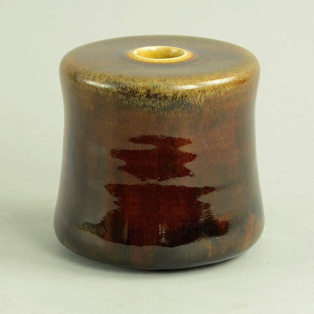 Stoneware vase with glossy brown glaze by Gerald and Gottlind Weigel C5161 - Freeforms