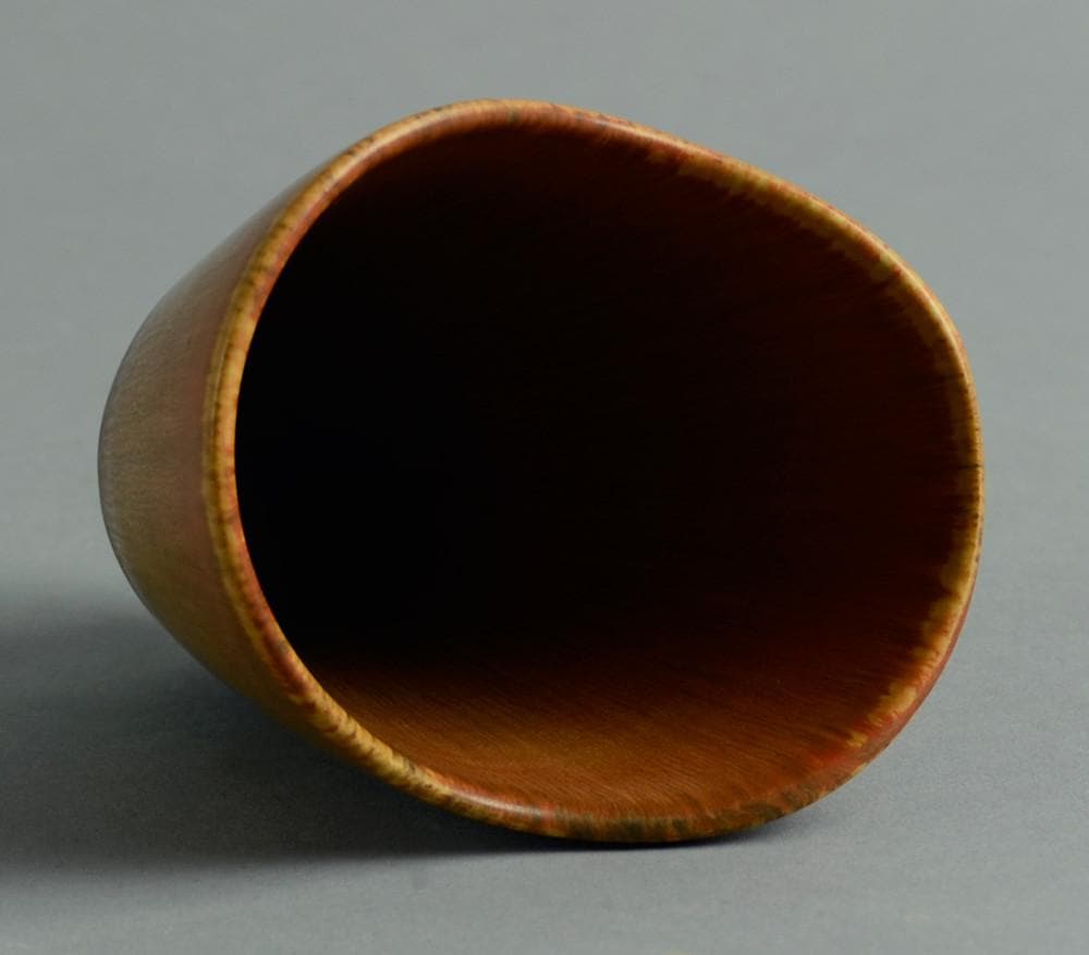 Stoneware vase with golden brown matte glaze by Carl Harry Stalhane A1174 - Freeforms