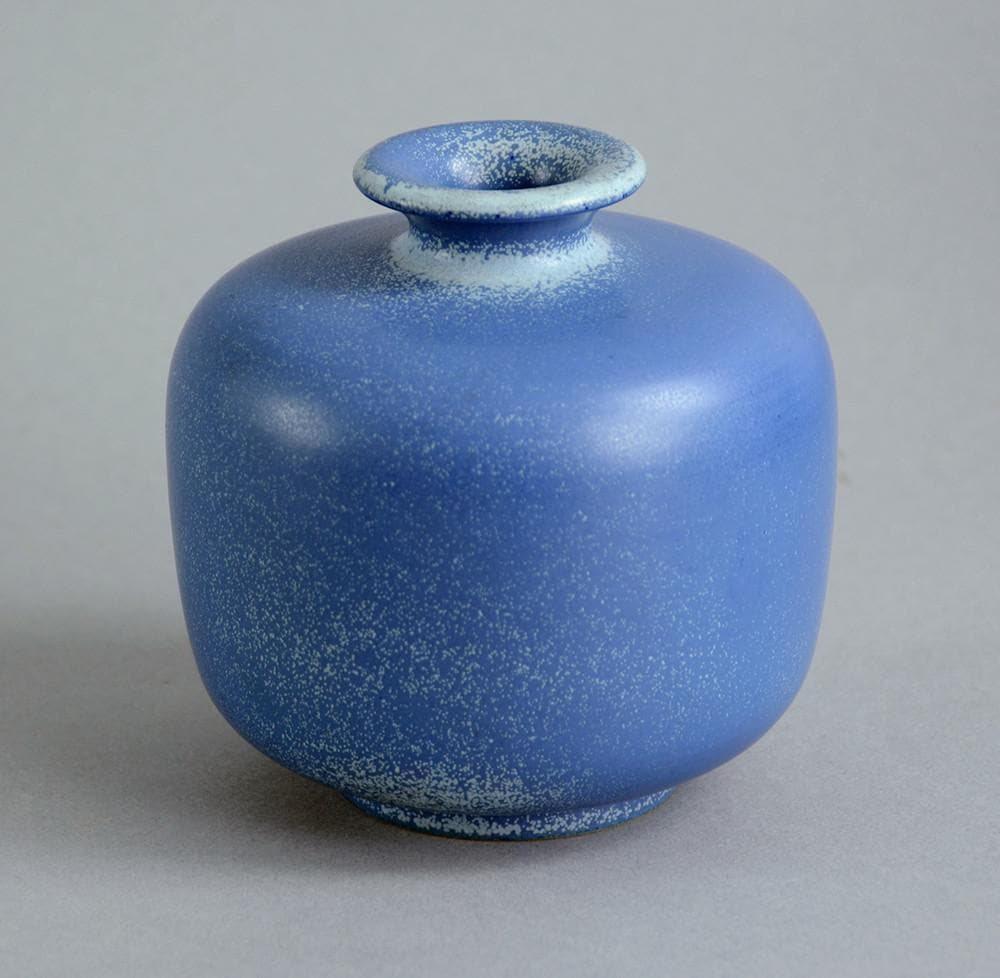 Stoneware vase with matte blue glaze by Gunnar Nylund B3801 - Freeforms