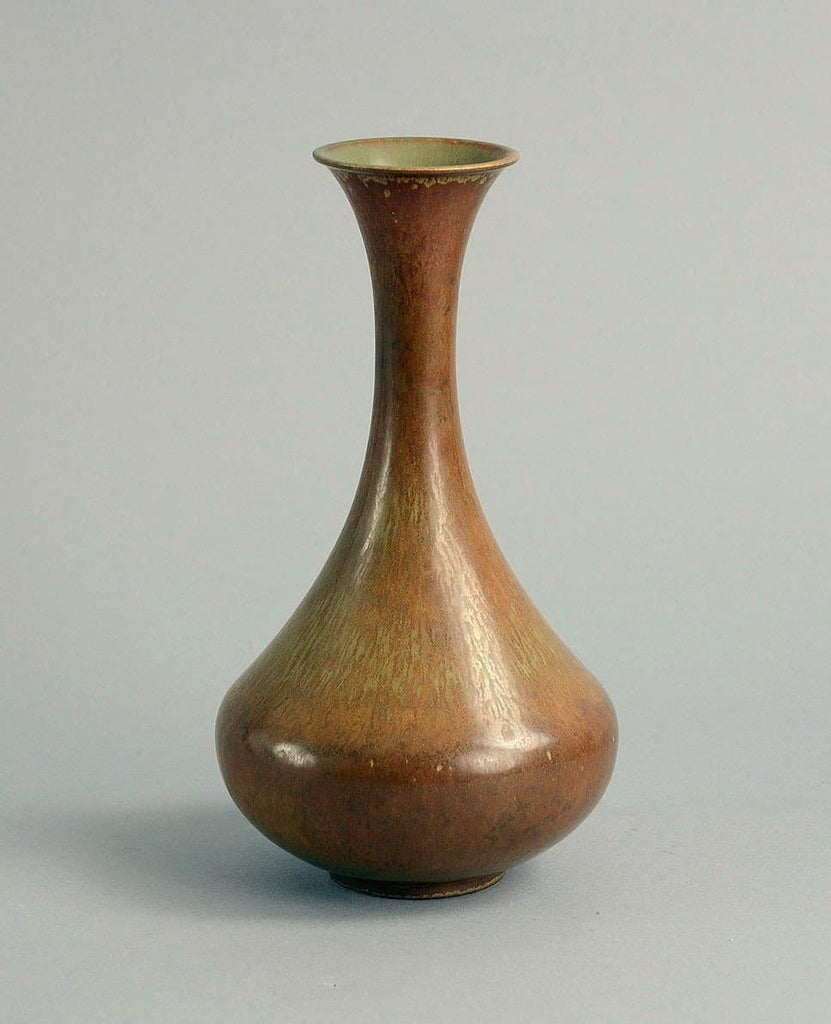 Stoneware vase with matte brown glaze. by Gunnar Nylund B3683 - Freeforms