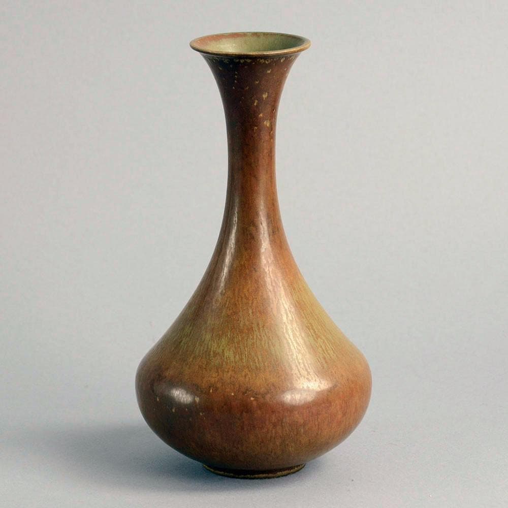 Stoneware vase with matte brown glaze. by Gunnar Nylund B3683 - Freeforms