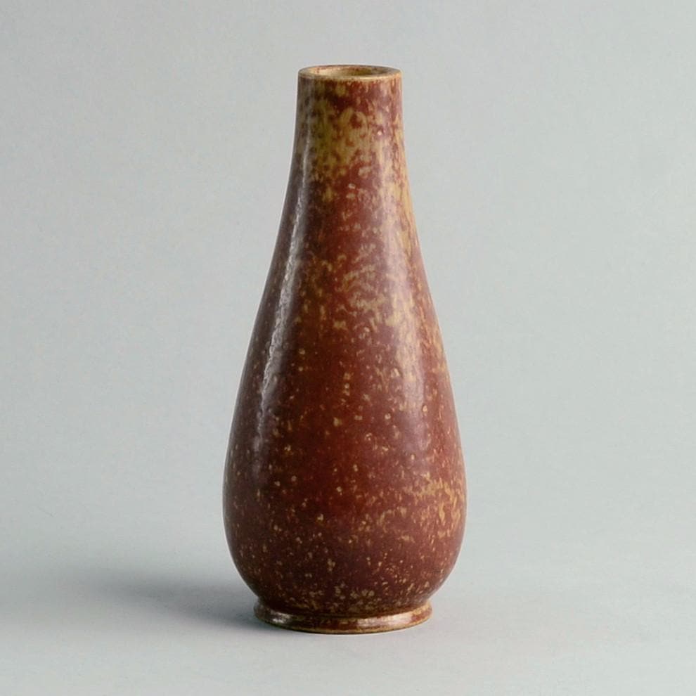 Stoneware vase with mottled matte brown glaze by Gunnar Nylund B3100 - Freeforms