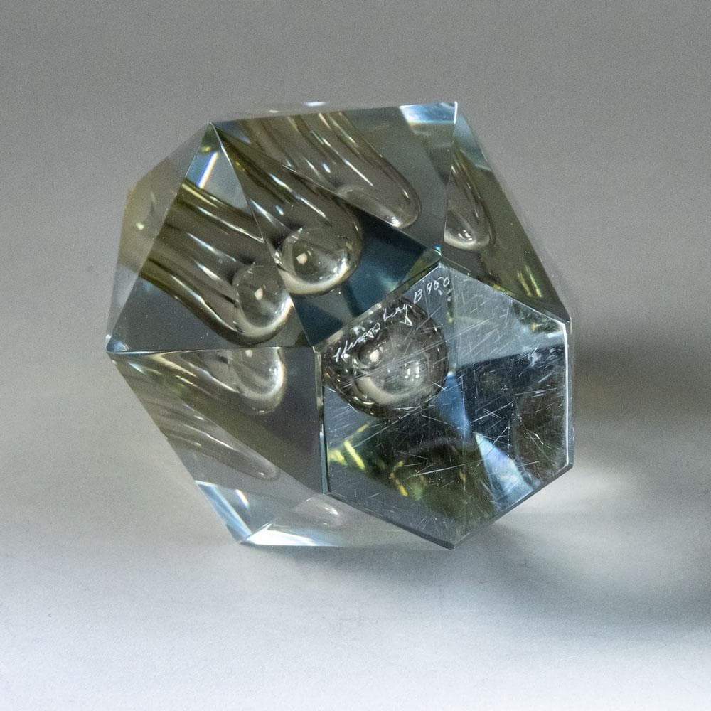 Strombergshyttan faceted vase in amber and clear glass G9337 - Freeforms