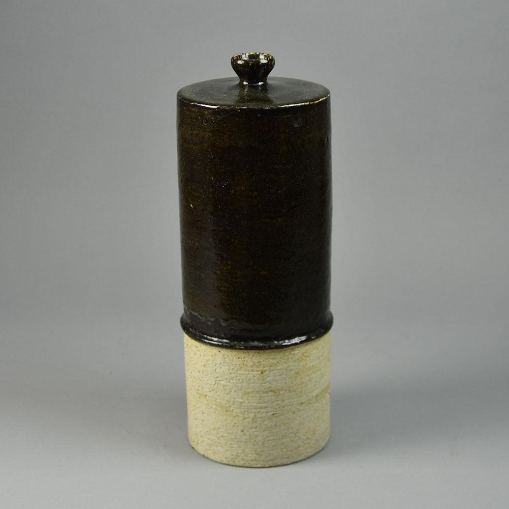 Sylvia Leuchovius for Rörstrand, Sweden, unique stoneware vase with dark brown glaze G9134 - Freeforms