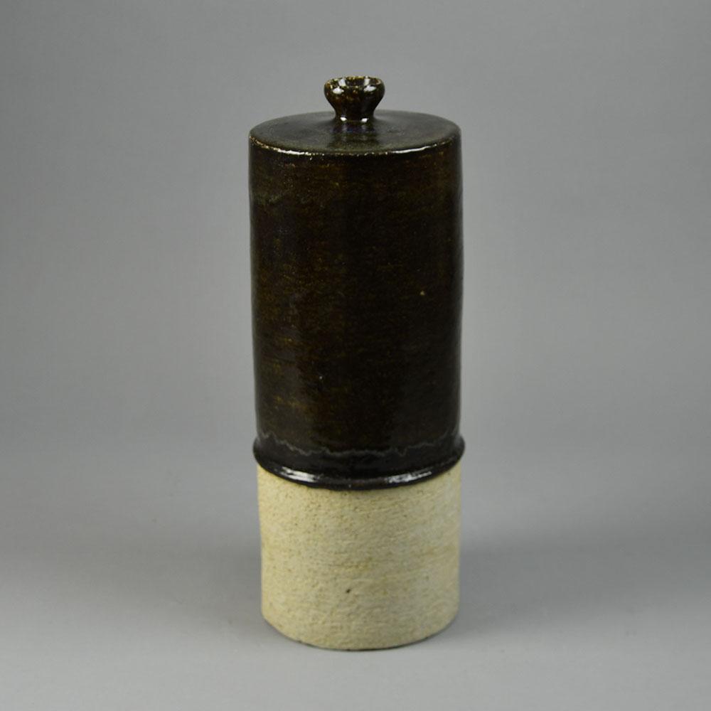 Sylvia Leuchovius for Rörstrand, Sweden, unique stoneware vase with dark brown glaze G9134 - Freeforms