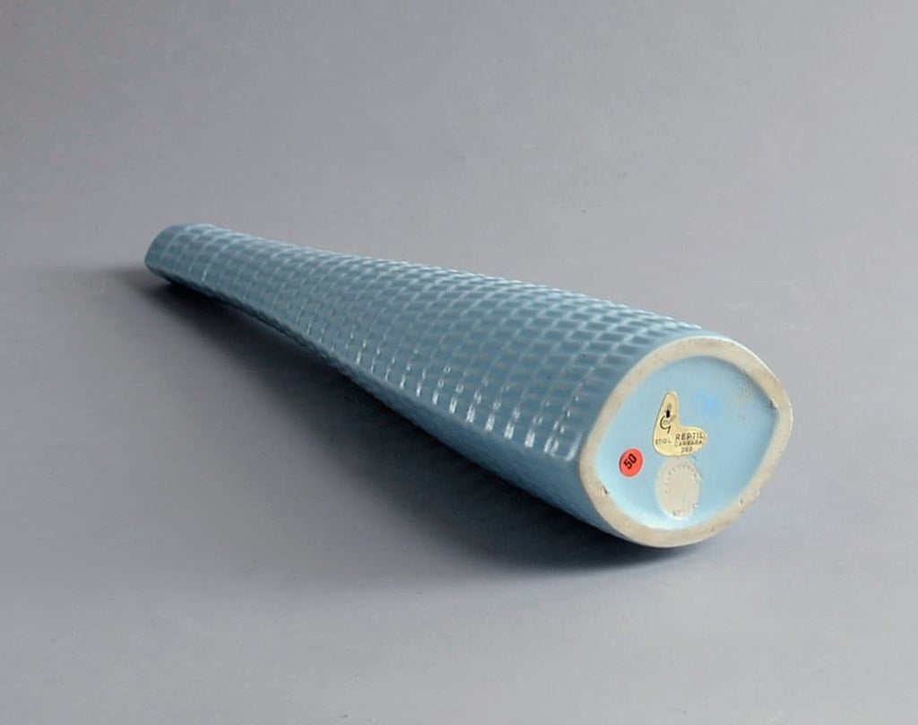 Tall "Reptil" vase with pale blue glaze by Stig Lindberg B3124 - Freeforms