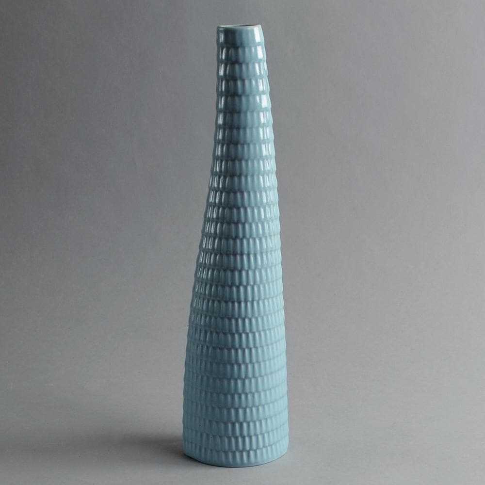 Tall "Reptil" vase with pale blue glaze by Stig Lindberg B3124 - Freeforms