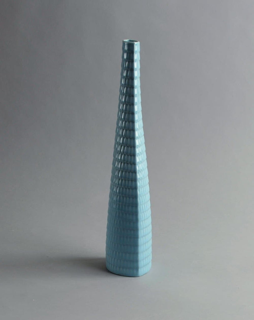 Tall "Reptil" vase with pale blue glaze by Stig Lindberg B3124 - Freeforms